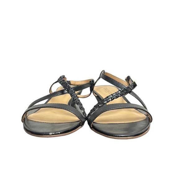 TALBOTS | Strappy Braided Sandals Wedges Criss Cross Black Patent Leather 6 - Picture 4 of 16